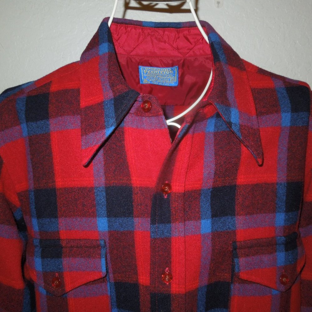 Pendleton Plaid Button Up Wool Flannel Shirt 16.5 - image 3